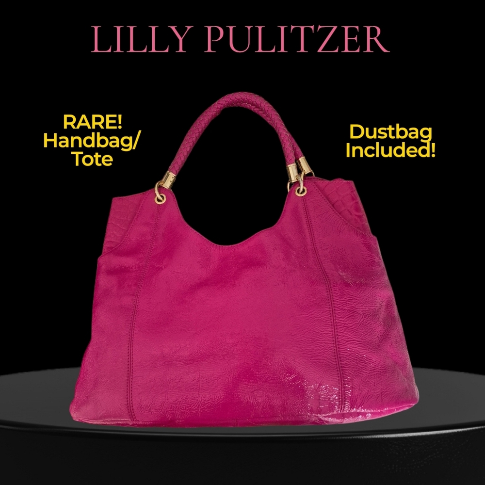 RARE LILLY PULITZER PATENT LEATHER HANDBAG / TOTE & DUSTBAG